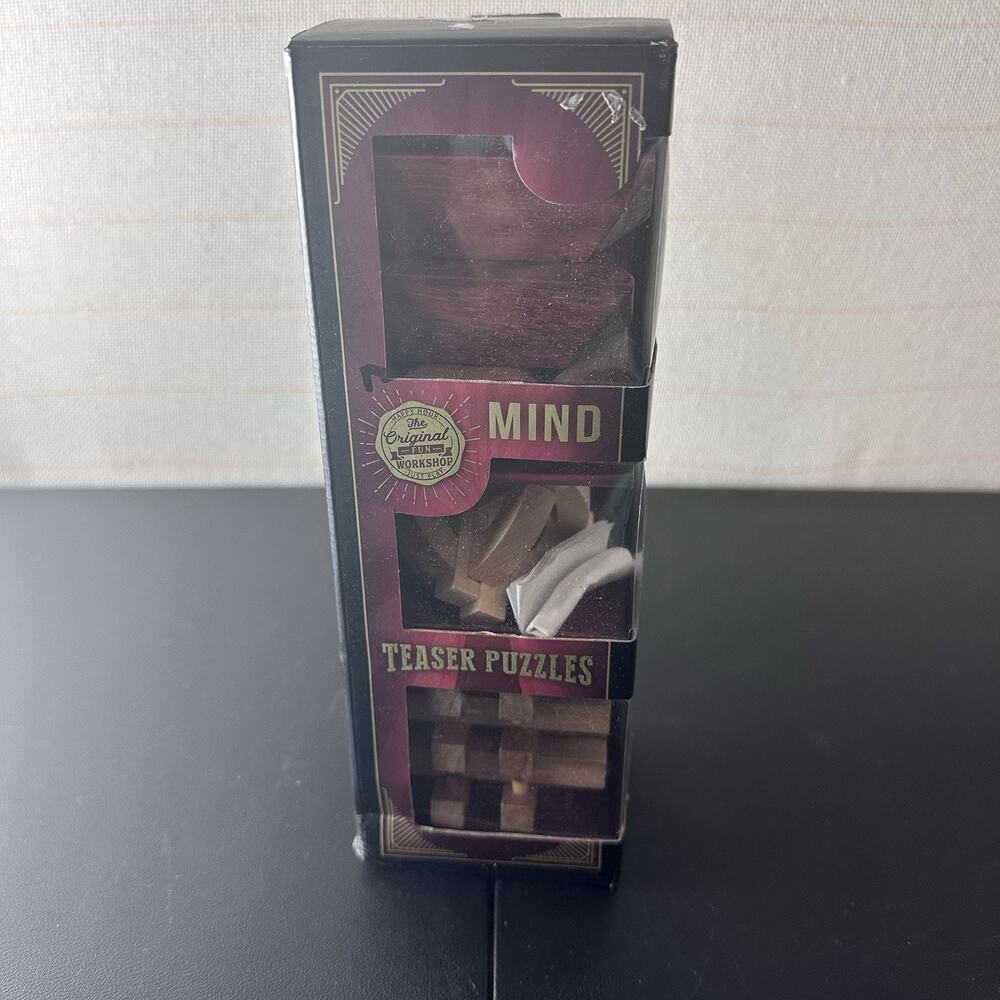 Mind Teasers Puzzle Original Fun Workshop Set of 3 Made of wood Excellent Cond.￼